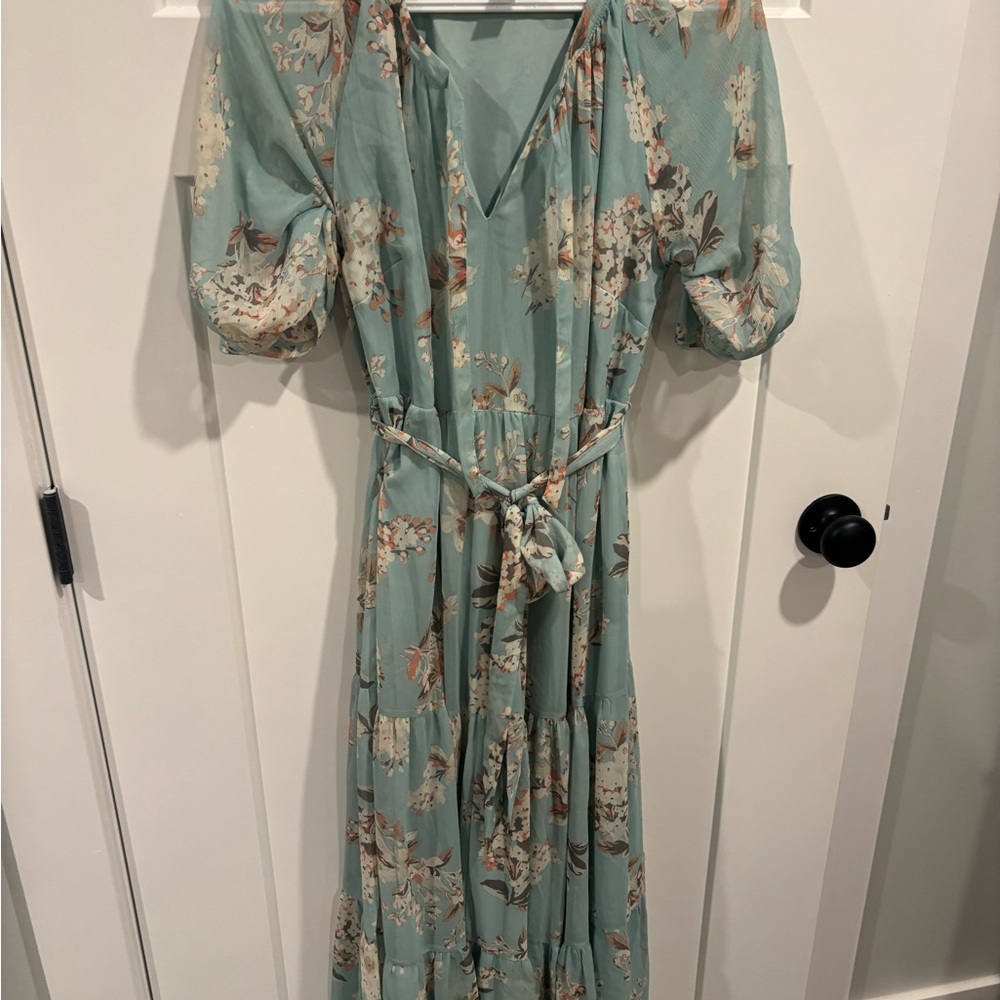 Motherhood Maternity Floral Long Sleeve Dress - Soft Green